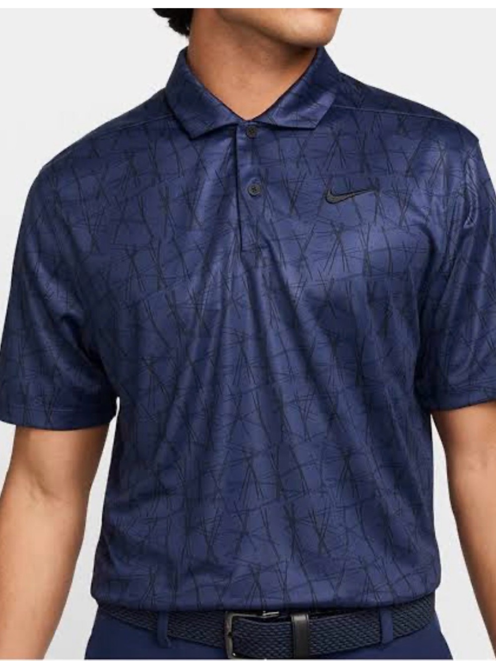 Nike Dri Fit Victory Midnight Navy Pine Needle Golf Polo Size Large
